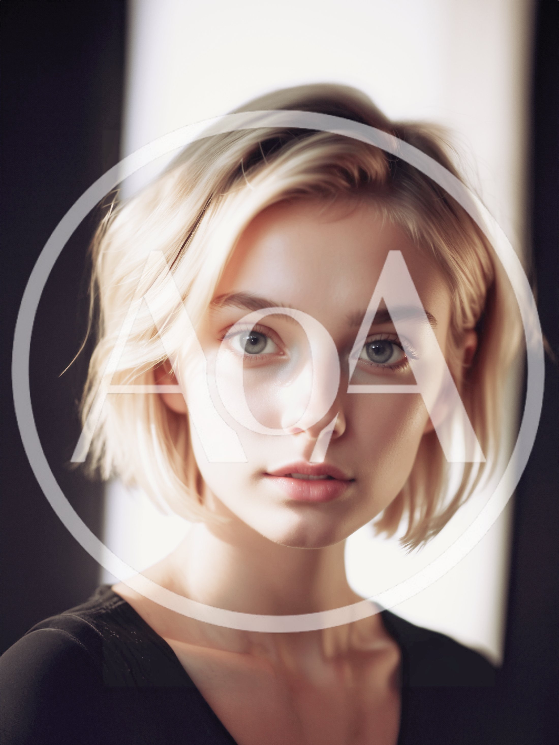 Portrait Of A Young Blonde Woman With Short Hair