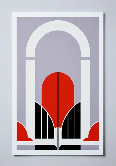 Minimalist Geometric Art Print With Archway Motif