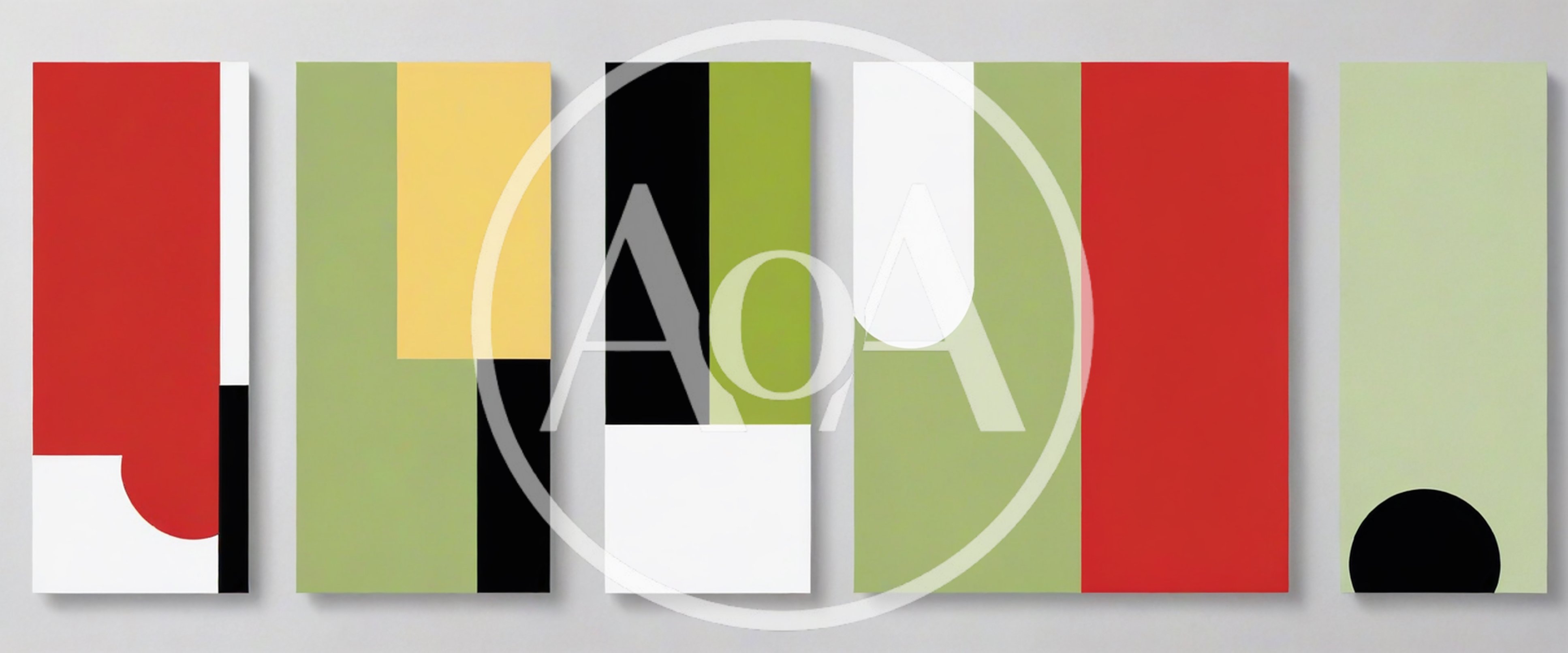 Five Abstract Geometric Art Panels With Minimalist Shapes