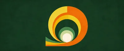 Abstract Retro Circular Graphic Design On Dark Green Background