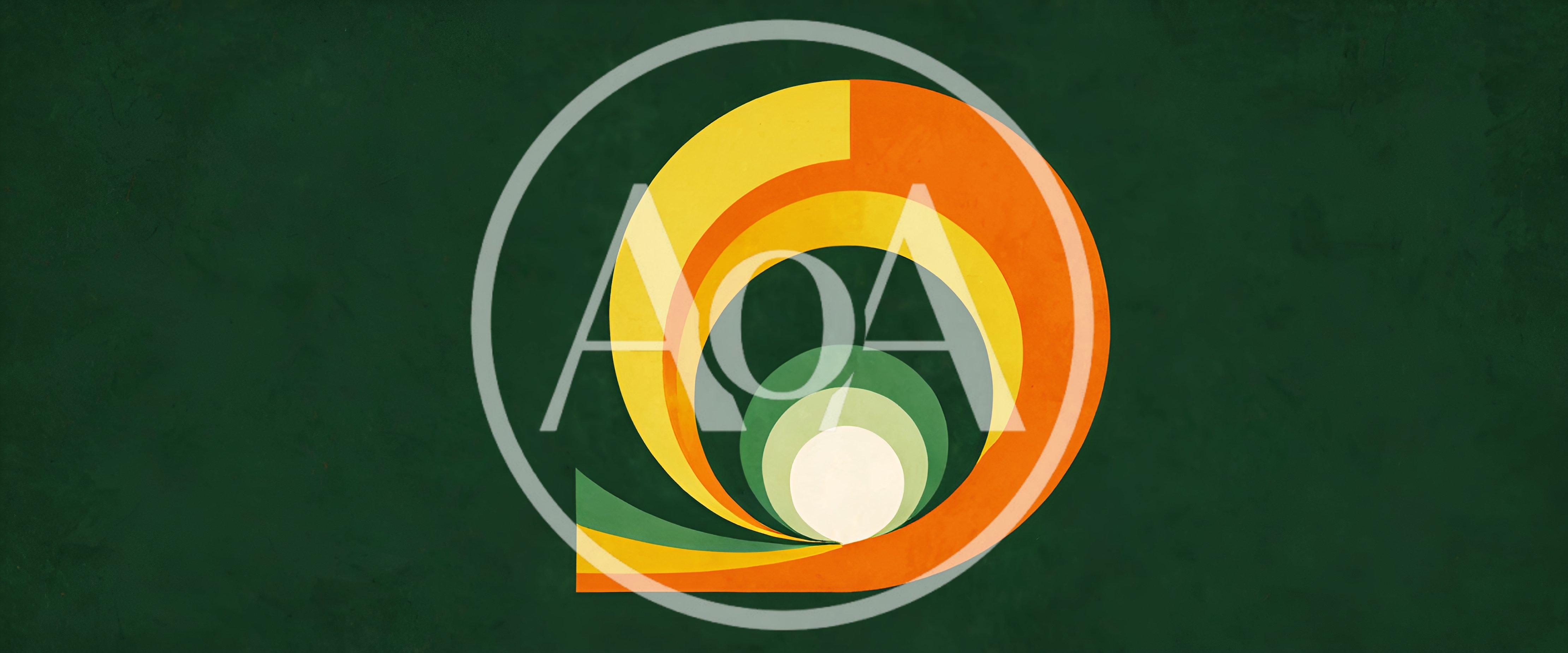 Abstract Retro Circular Graphic Design On Dark Green Background