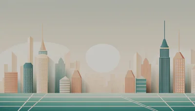Minimalist Paper Cutout Cityscape Illustration