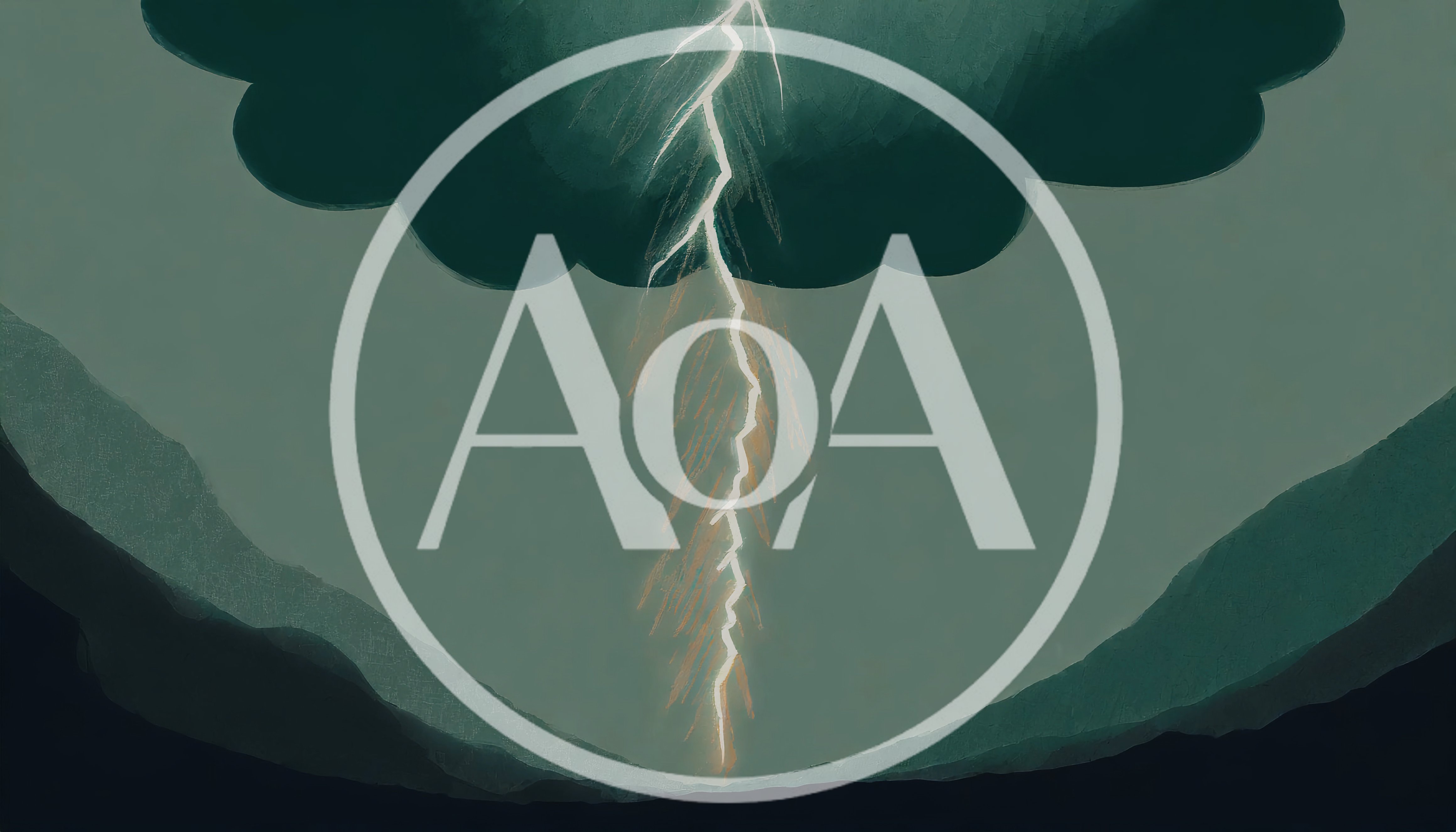 Digital Illustration Of A Lightning Strike Over Mountains