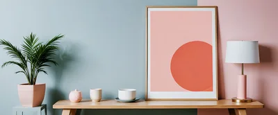 Minimalist Interior Decor With Abstract Art And Plant