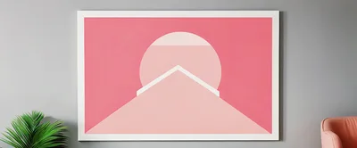 Minimalist Pink Geometric Wall Art In A Modern Room