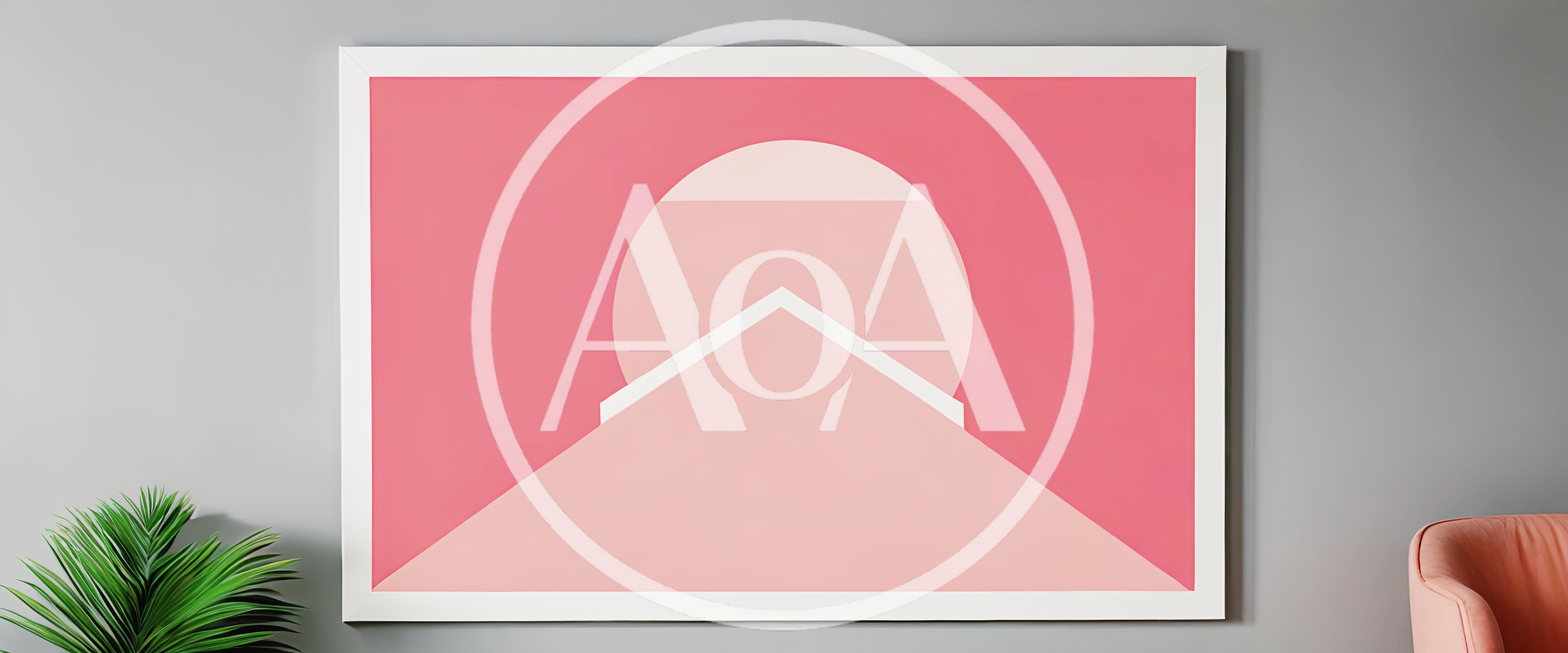 Minimalist Pink Geometric Wall Art In A Modern Room