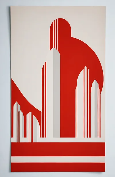 Art Deco Style Abstract Cityscape Illustration