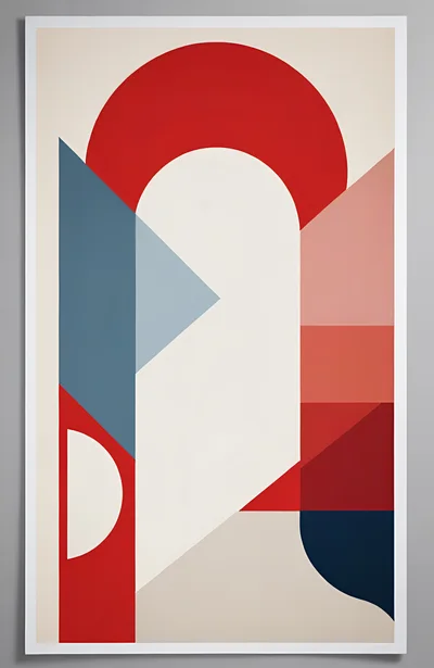 Abstract Geometric Composition With Red And Blue Shapes