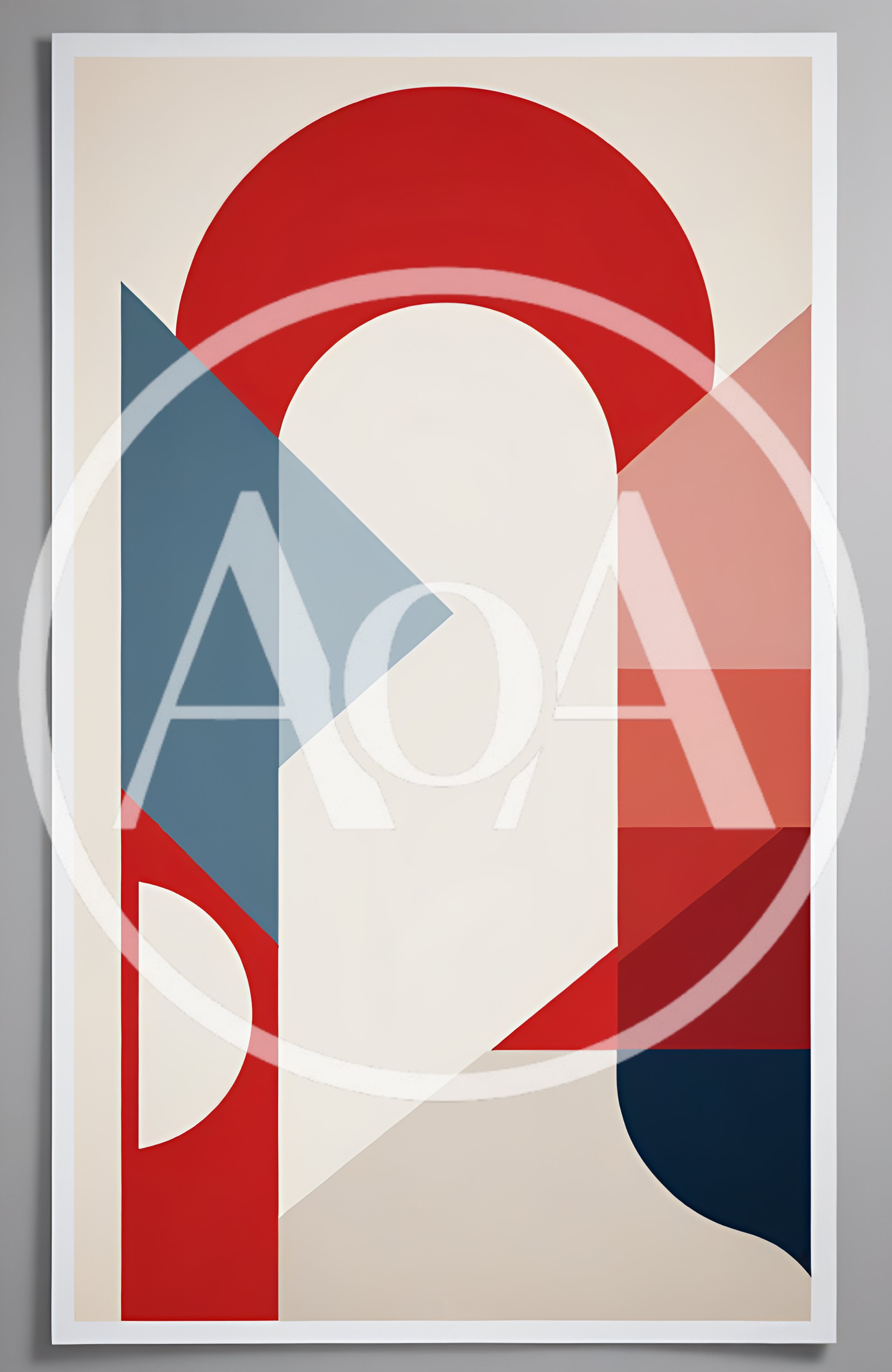 Abstract Geometric Composition With Red And Blue Shapes