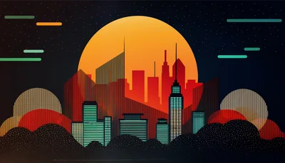 Minimalist Vector Illustration Of A Futuristic City Skyline