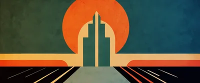 Art Deco Style Abstract Cityscape Illustration