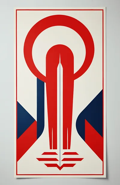 Abstract Geometric Poster Design With Red And Blue Shapes