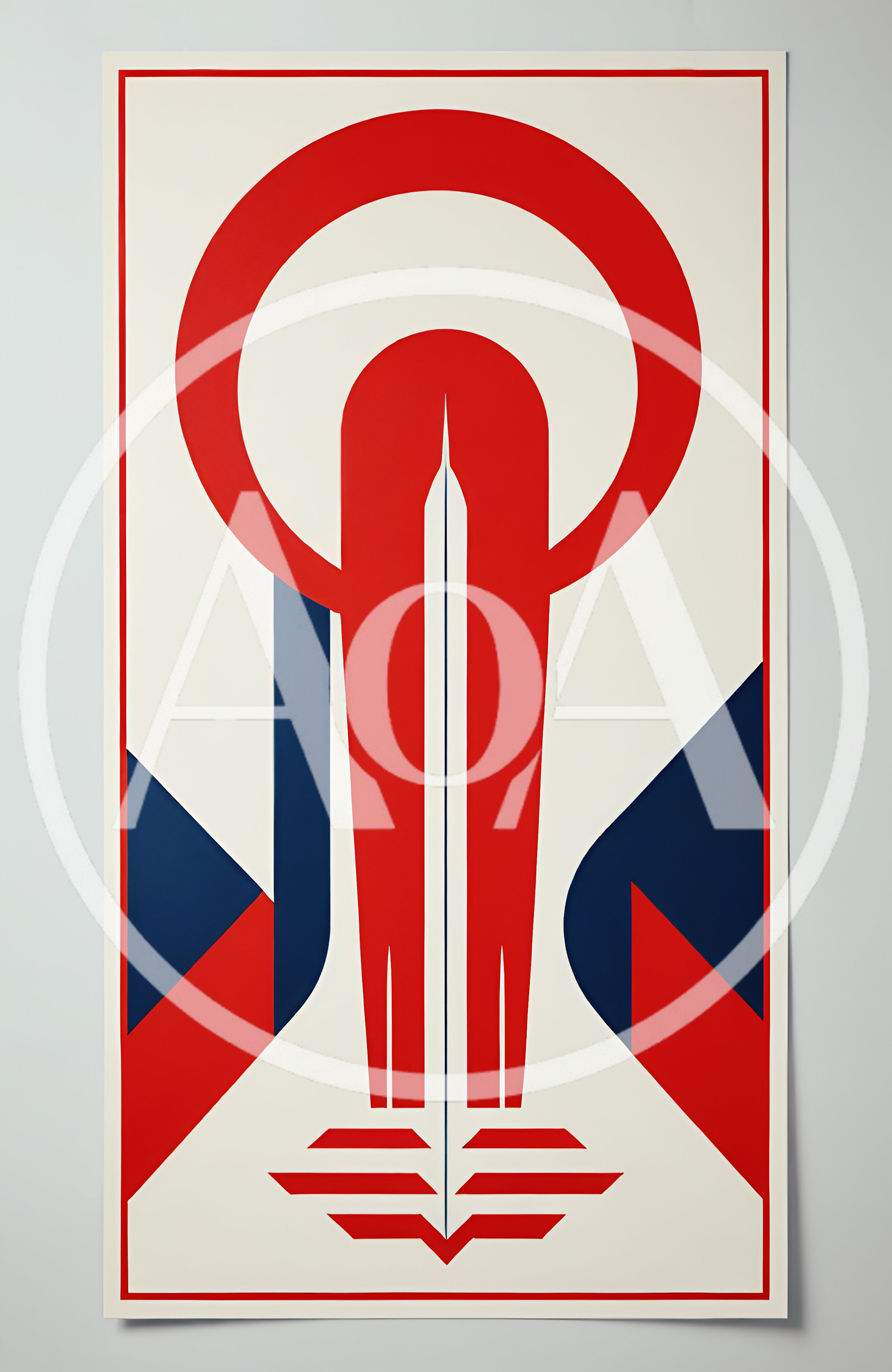 Abstract Geometric Poster Design With Red And Blue Shapes