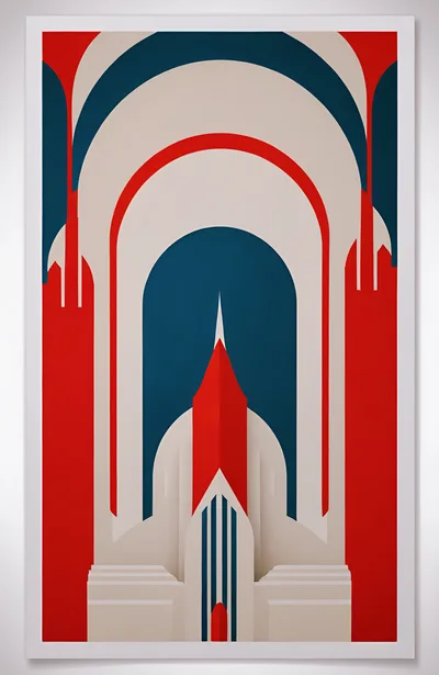 Minimalist Art Deco Architectural Illustration