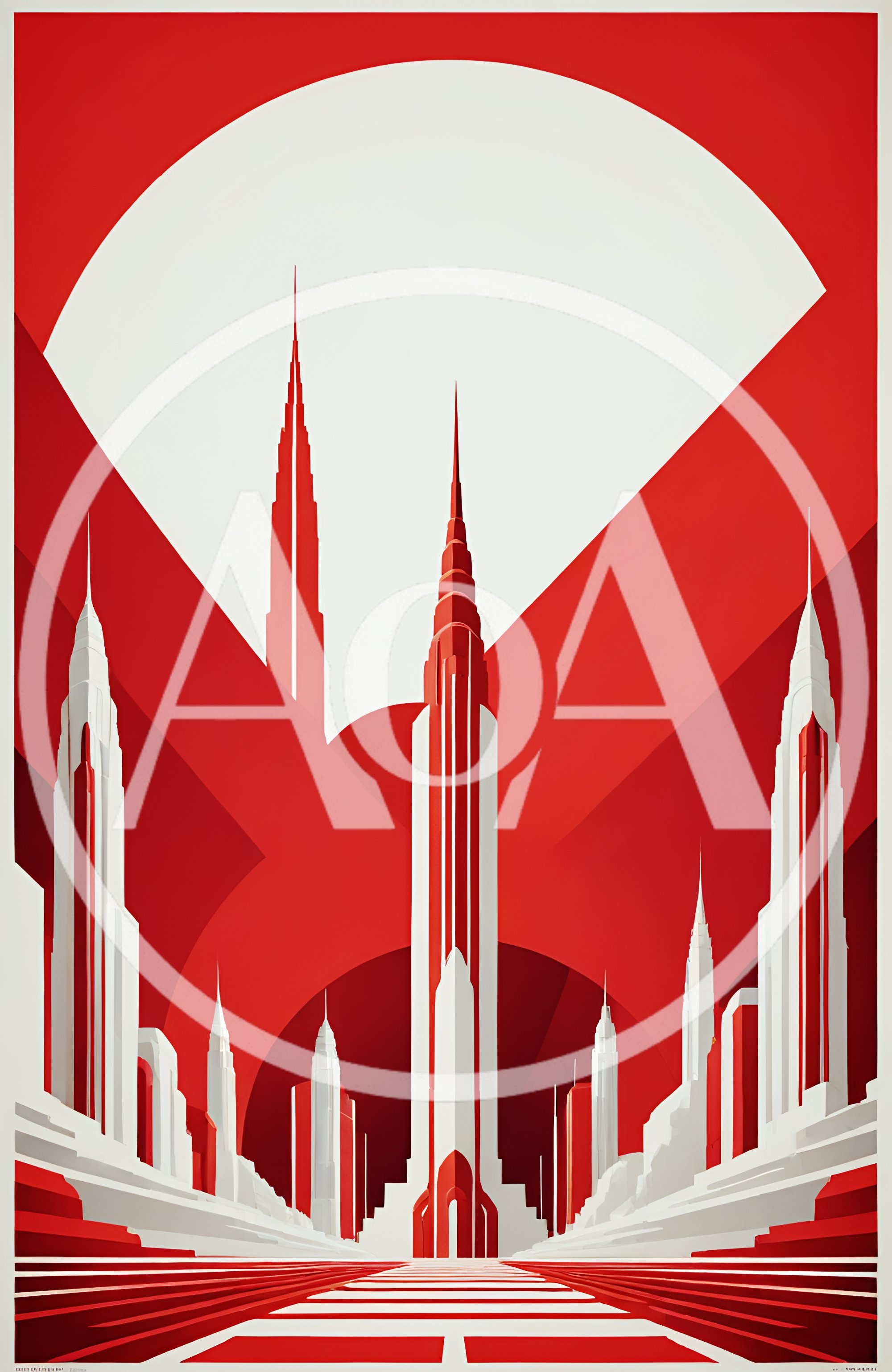 Art Deco Style Futuristic Cityscape Illustration