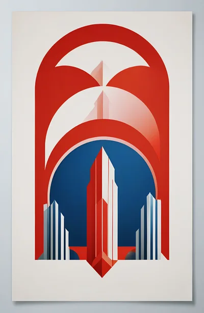 Art Deco Style Architectural Skyscraper Illustration
