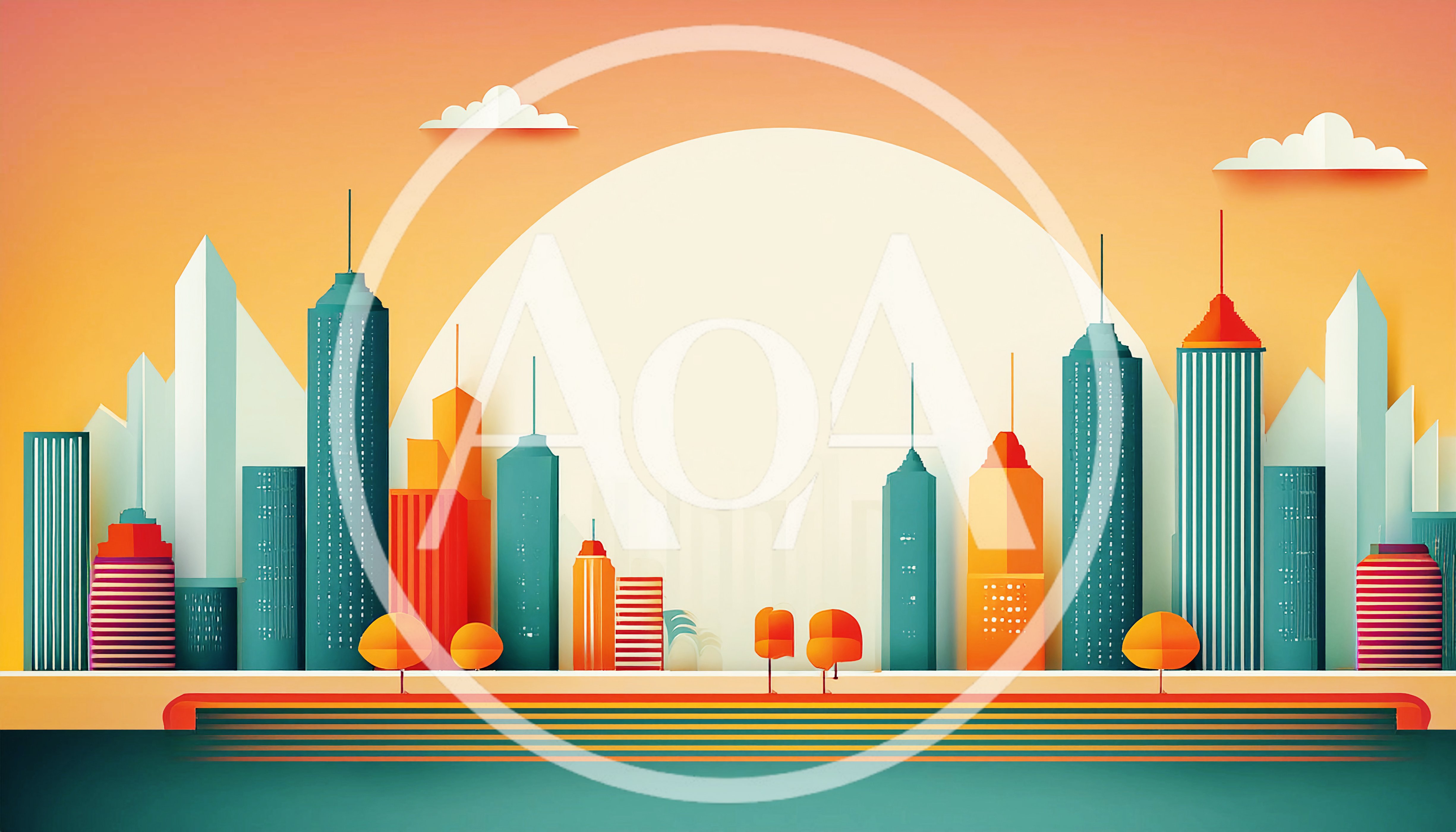 Paper Cutout Style City Skyline Illustration