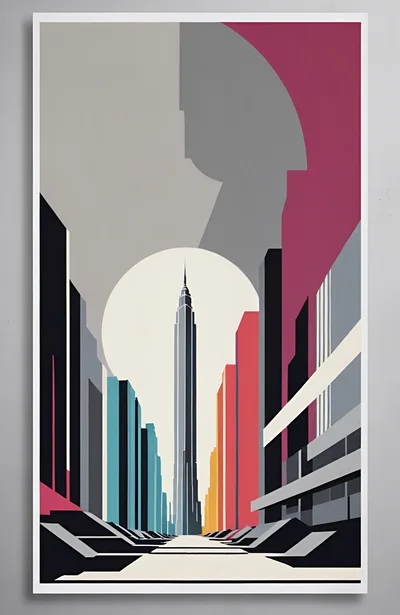 Minimalist Art Deco Style New York City Skyline