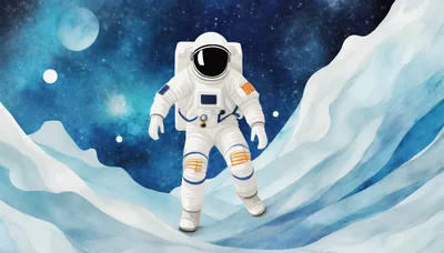 Astronaut Walking On An Icy Alien Planet Surface