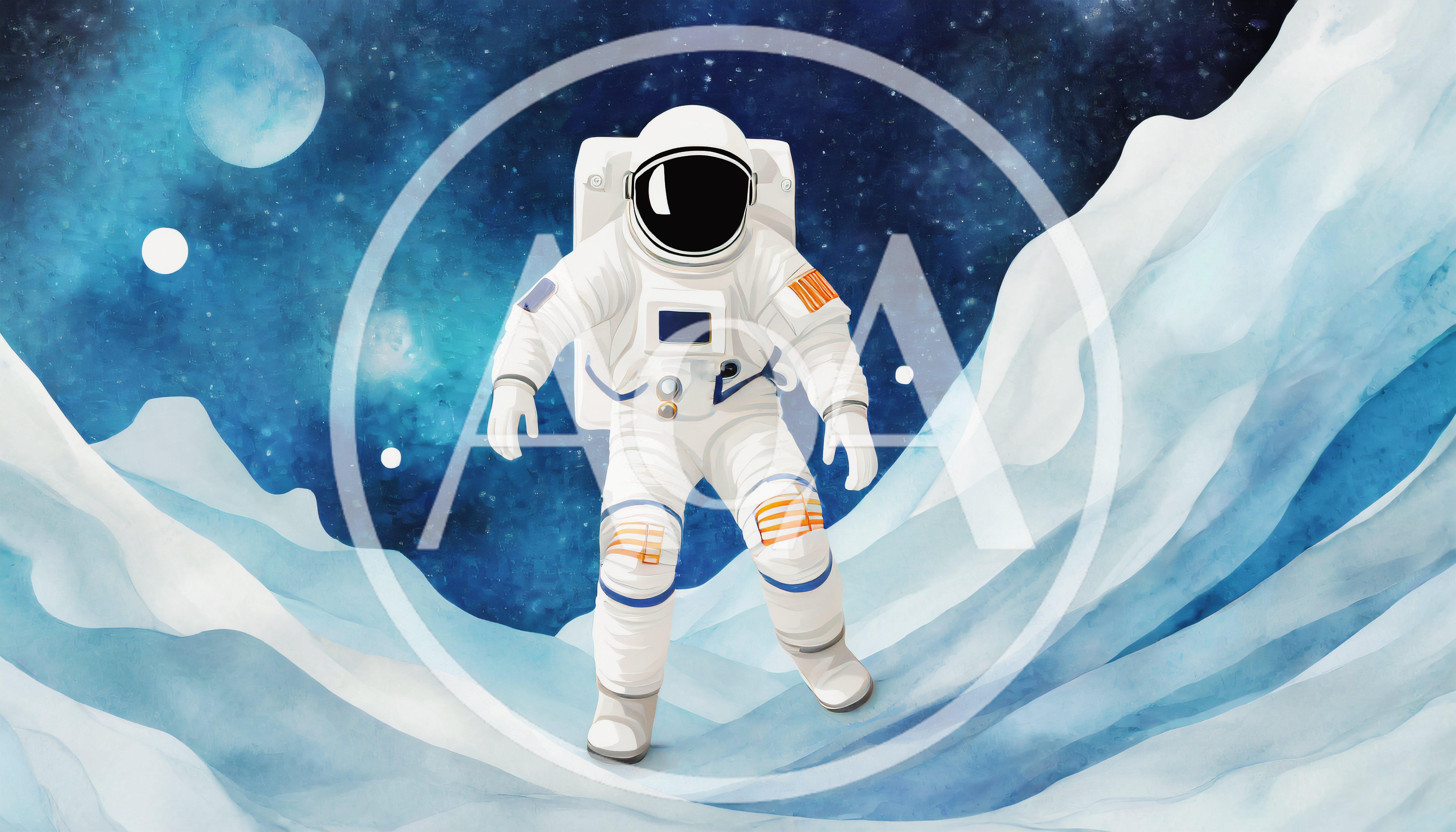 Astronaut Walking On An Icy Alien Planet Surface