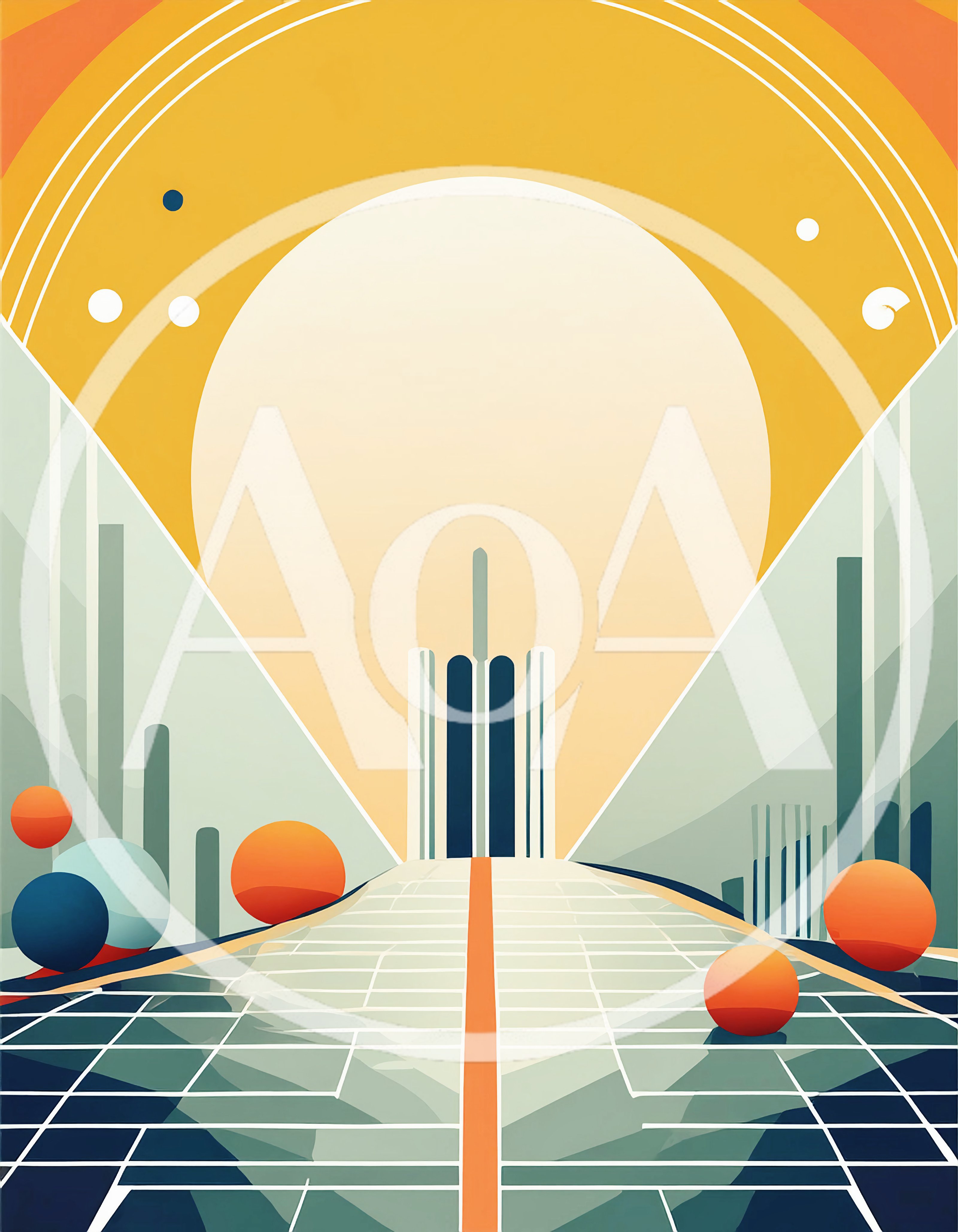 Futuristic Abstract Cityscape With Geometric Shapes