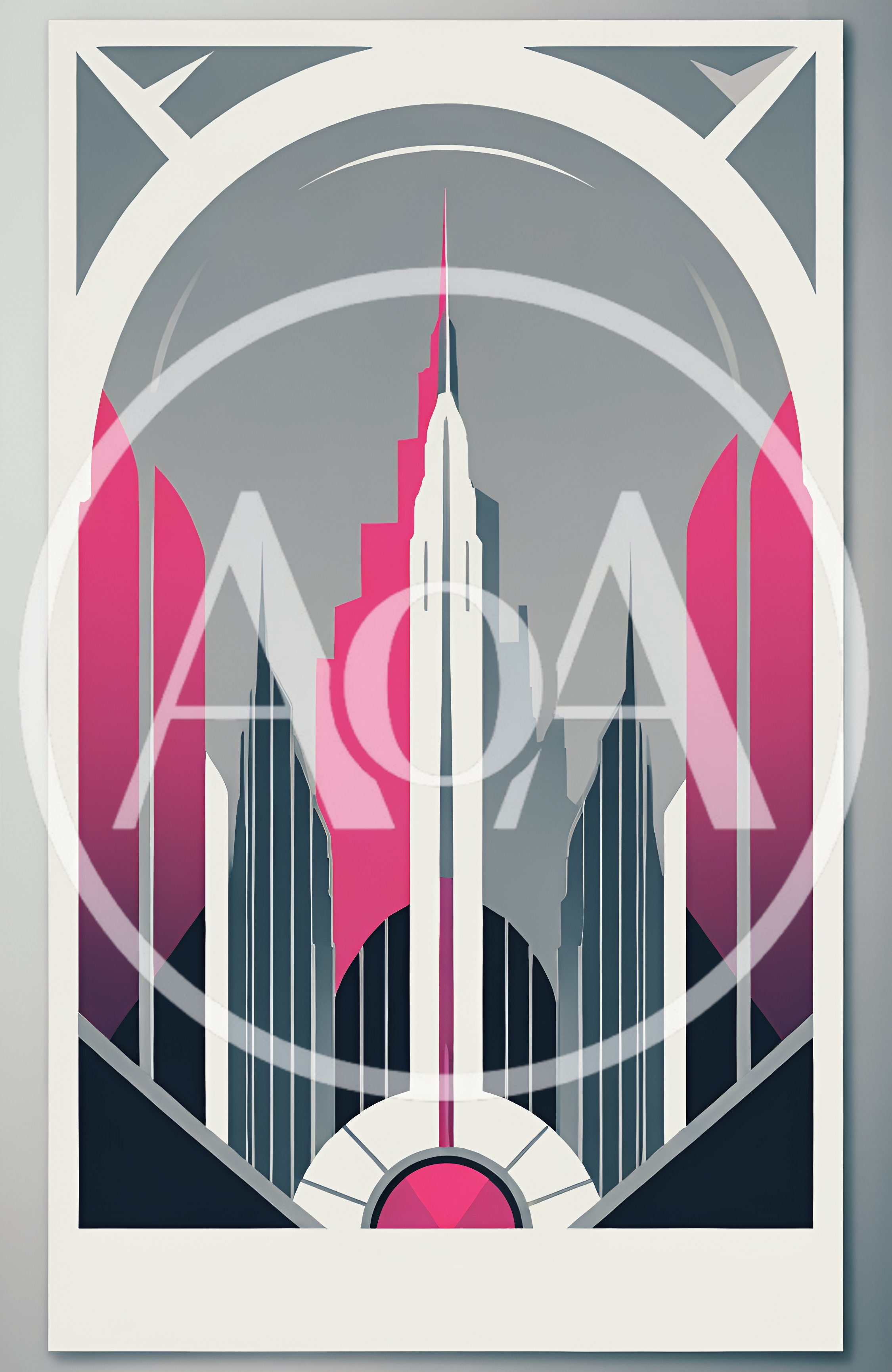 Art Deco Style Futuristic Skyscraper Cityscape Illustration