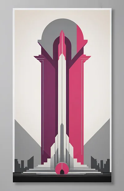 Art Deco Style Futuristic Skyscraper Illustration