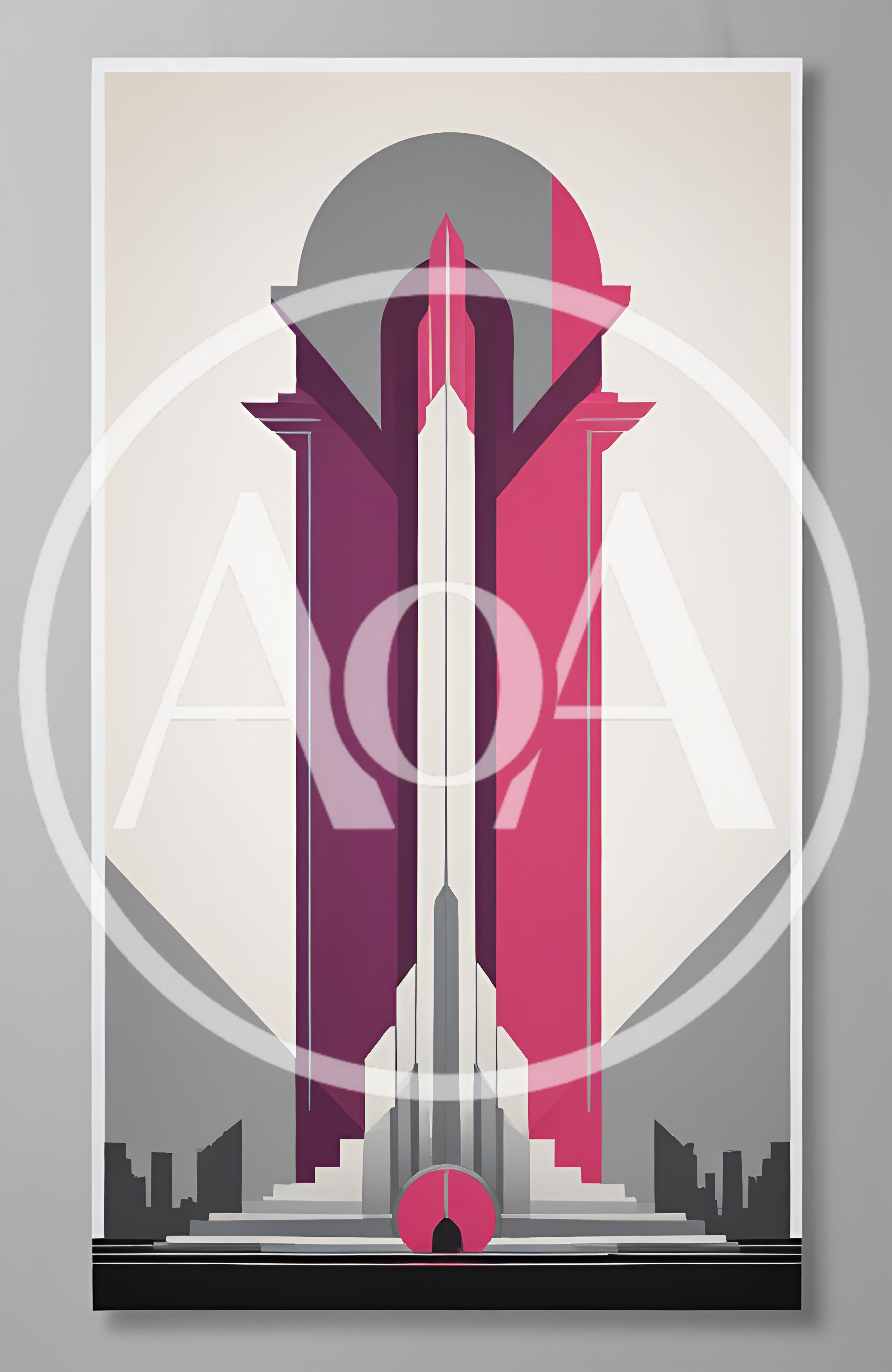 Art Deco Style Futuristic Skyscraper Illustration