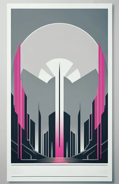 Art Deco Style Futuristic Cityscape Illustration