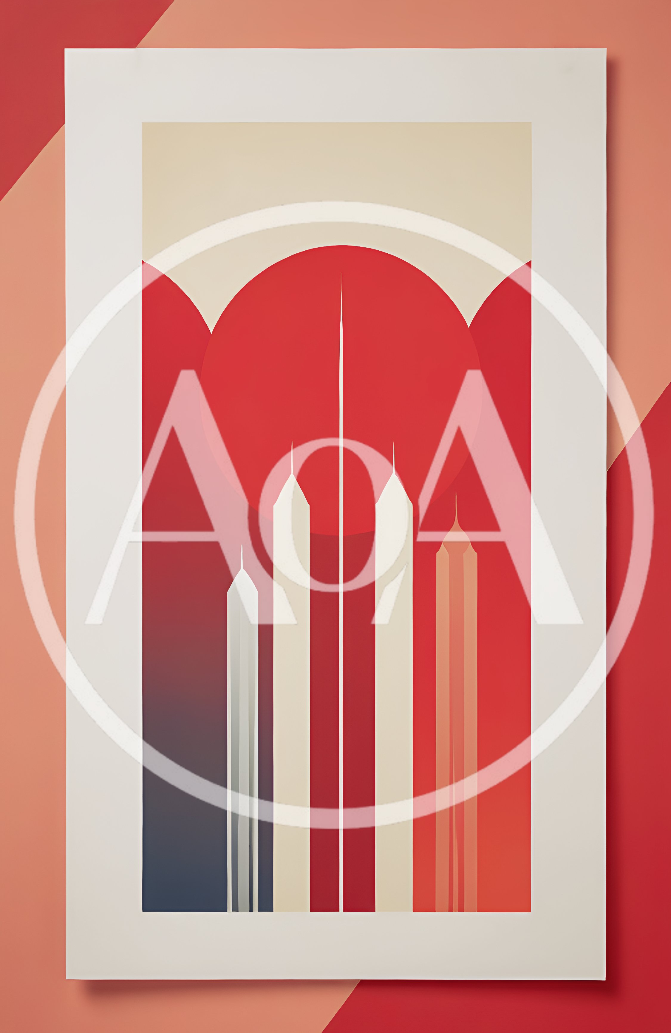 Minimalist Abstract Illustration Of Modern Skyscrapers And Sun