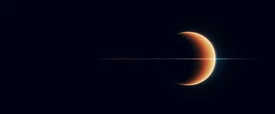 Crescent Planet With Glowing Horizontal Light Beam