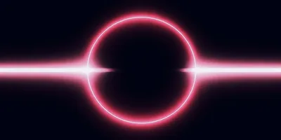 Abstract Glowing Pink Neon Ring With Horizontal Light Beam