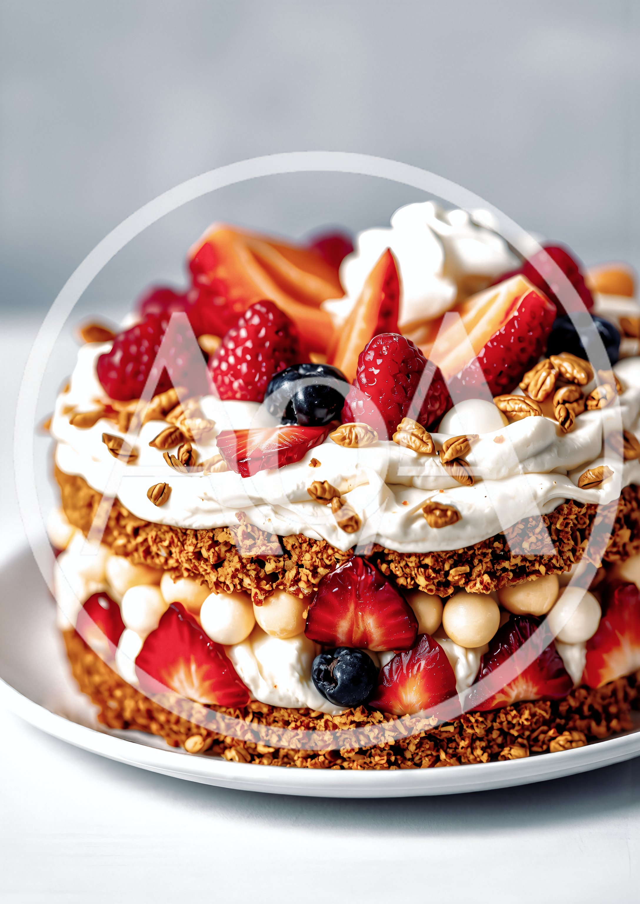 Layered Berry And Granola Cream Cake