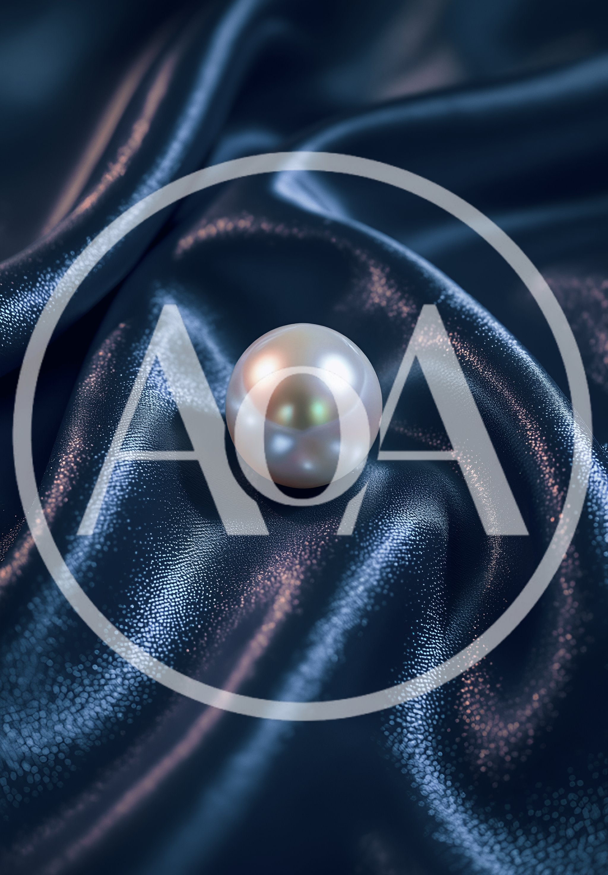 Single Lustrous Pearl Resting On Dark Blue Silk Fabric