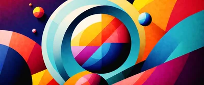 Abstract Geometric Composition With Vibrant Colorful Shapes