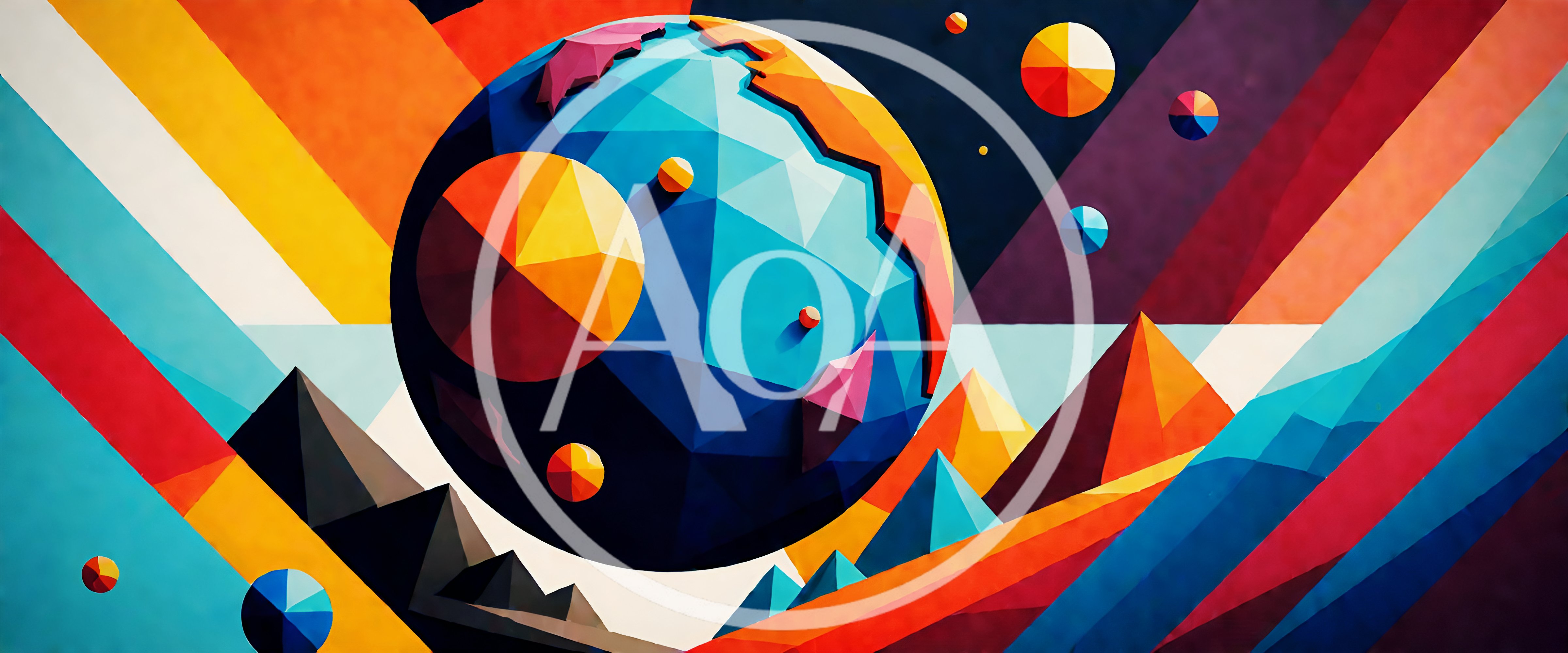Abstract Geometric Planet Landscape With Vibrant Colors