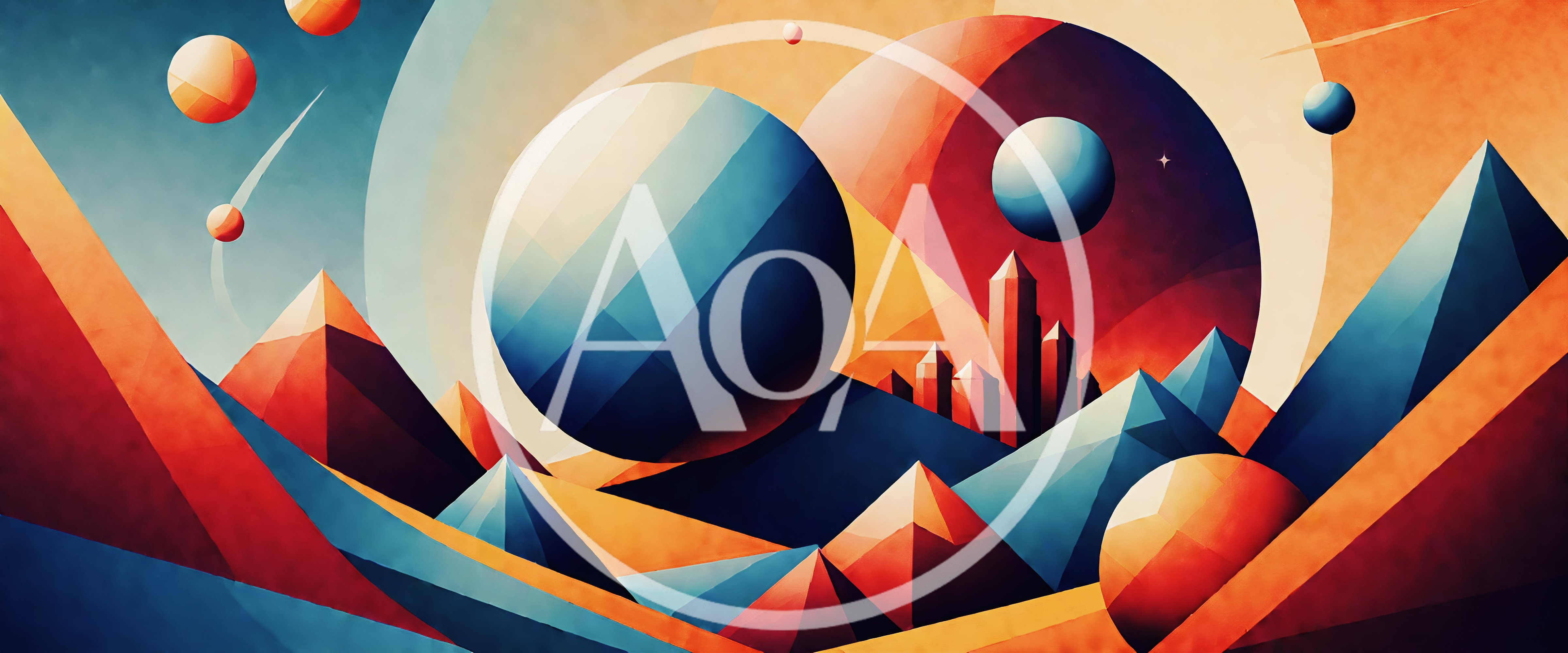 Abstract Geometric Space Landscape With Planets And Mountains