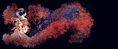 Surreal Digital Illustration Of Ethereal Goddesses In Autumn Foliage