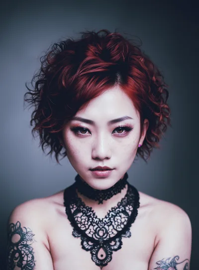 Portrait Of A Young Woman With Red Curly Hair