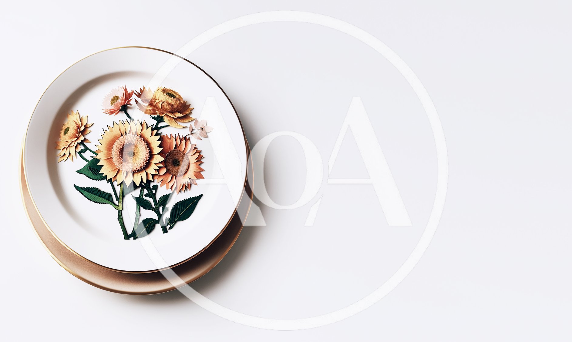 Decorative Plate With Paper Quilled Sunflower Art