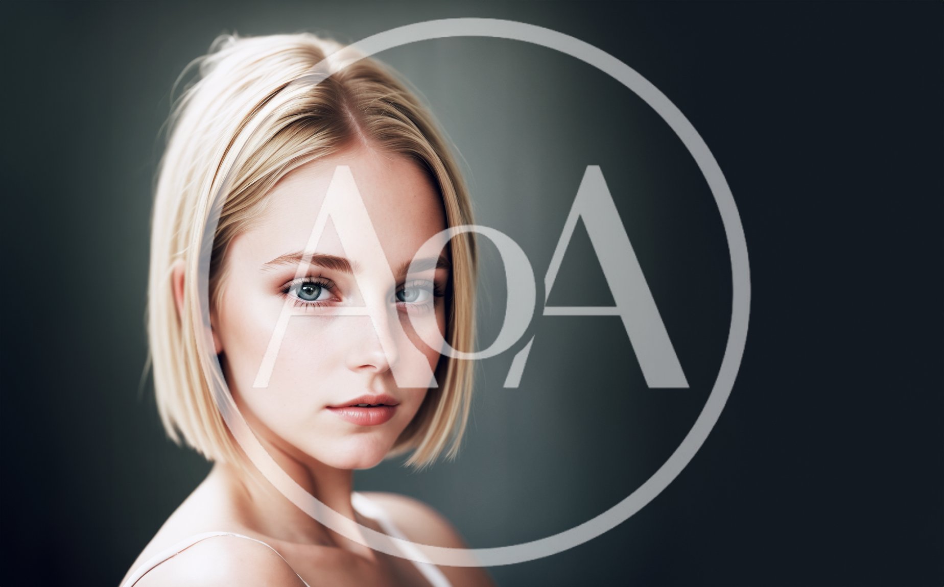 Portrait Of A Young Blonde Woman With Bob Haircut