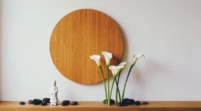Zen Still Life With Calla Lilies And Figurine
