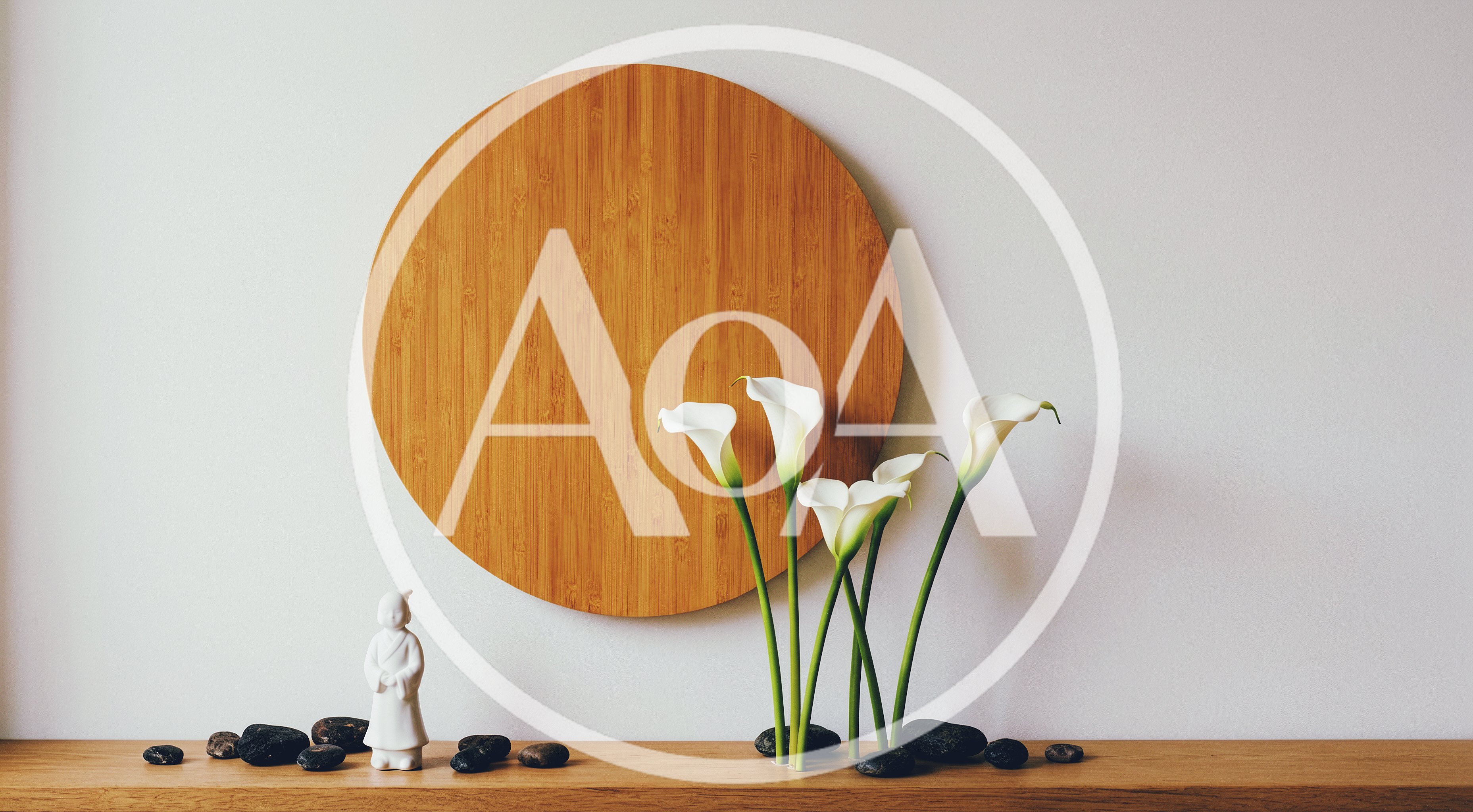 Zen Still Life With Calla Lilies And Figurine