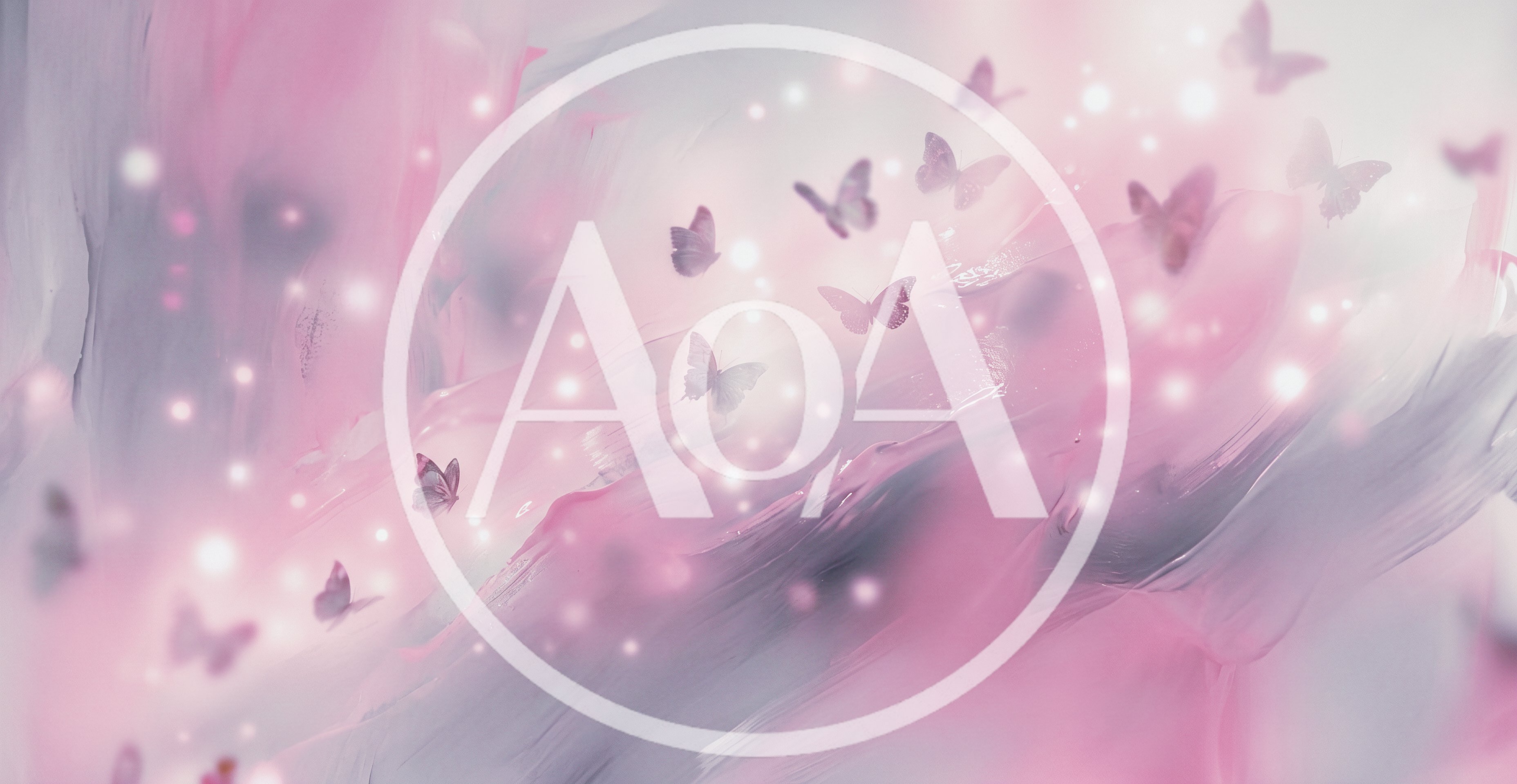 Abstract Pink Background With Flying Butterflies And Glowing Lights