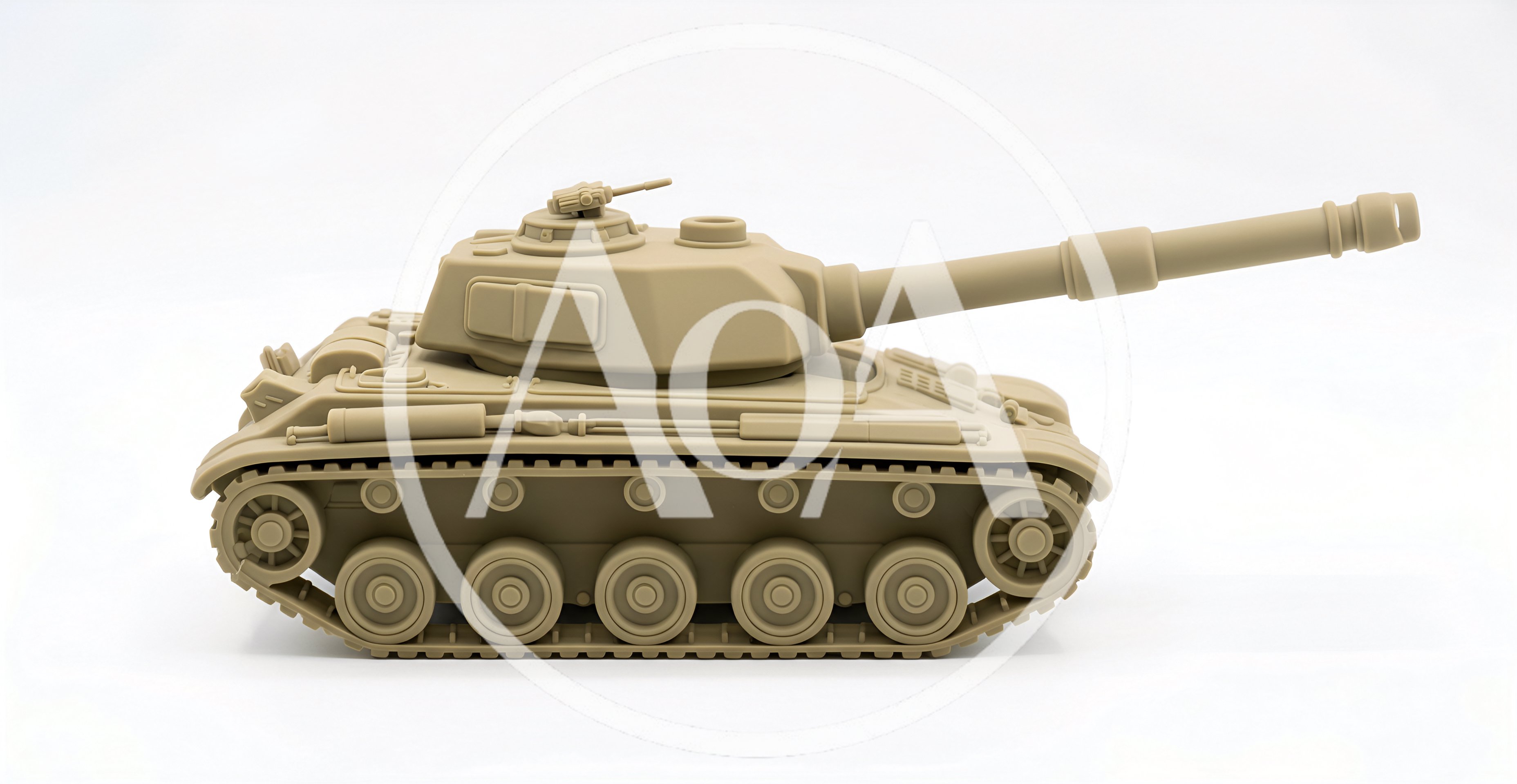 Tan Plastic Toy Tank Isolated On White Background