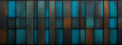 Abstract Metal Wall Panels With Blue And Brown Patina