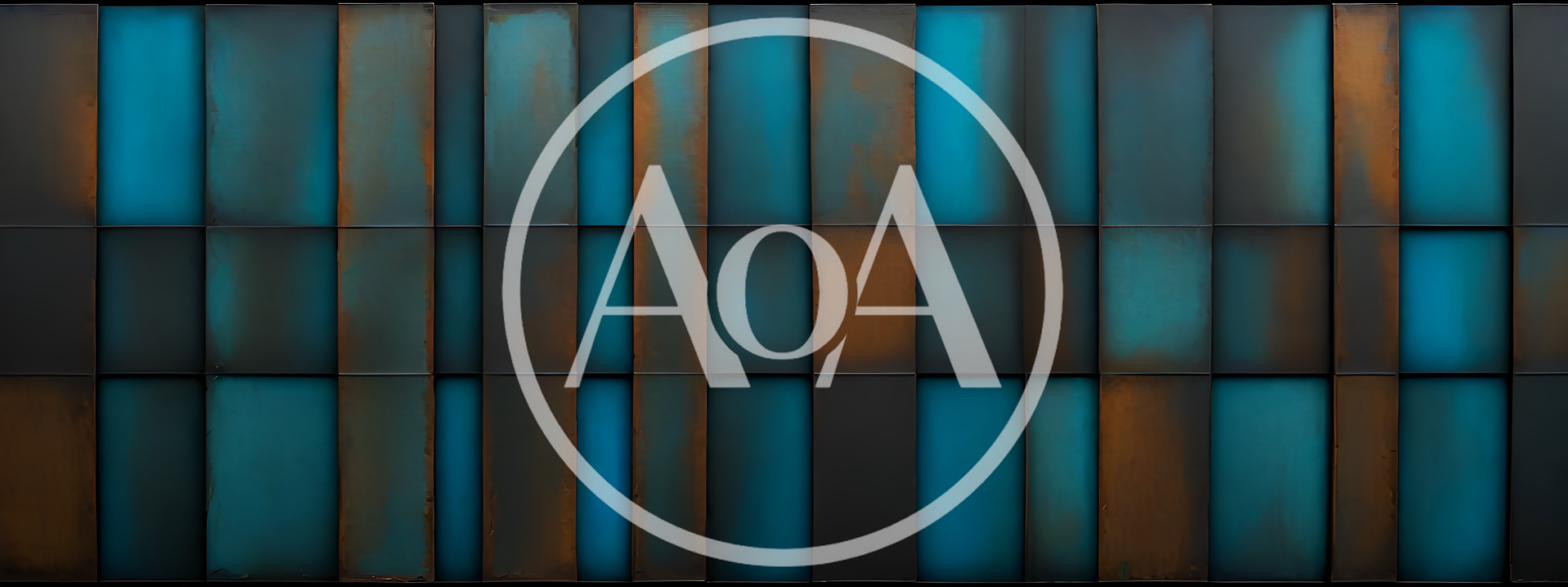 Abstract Metal Wall Panels With Blue And Brown Patina