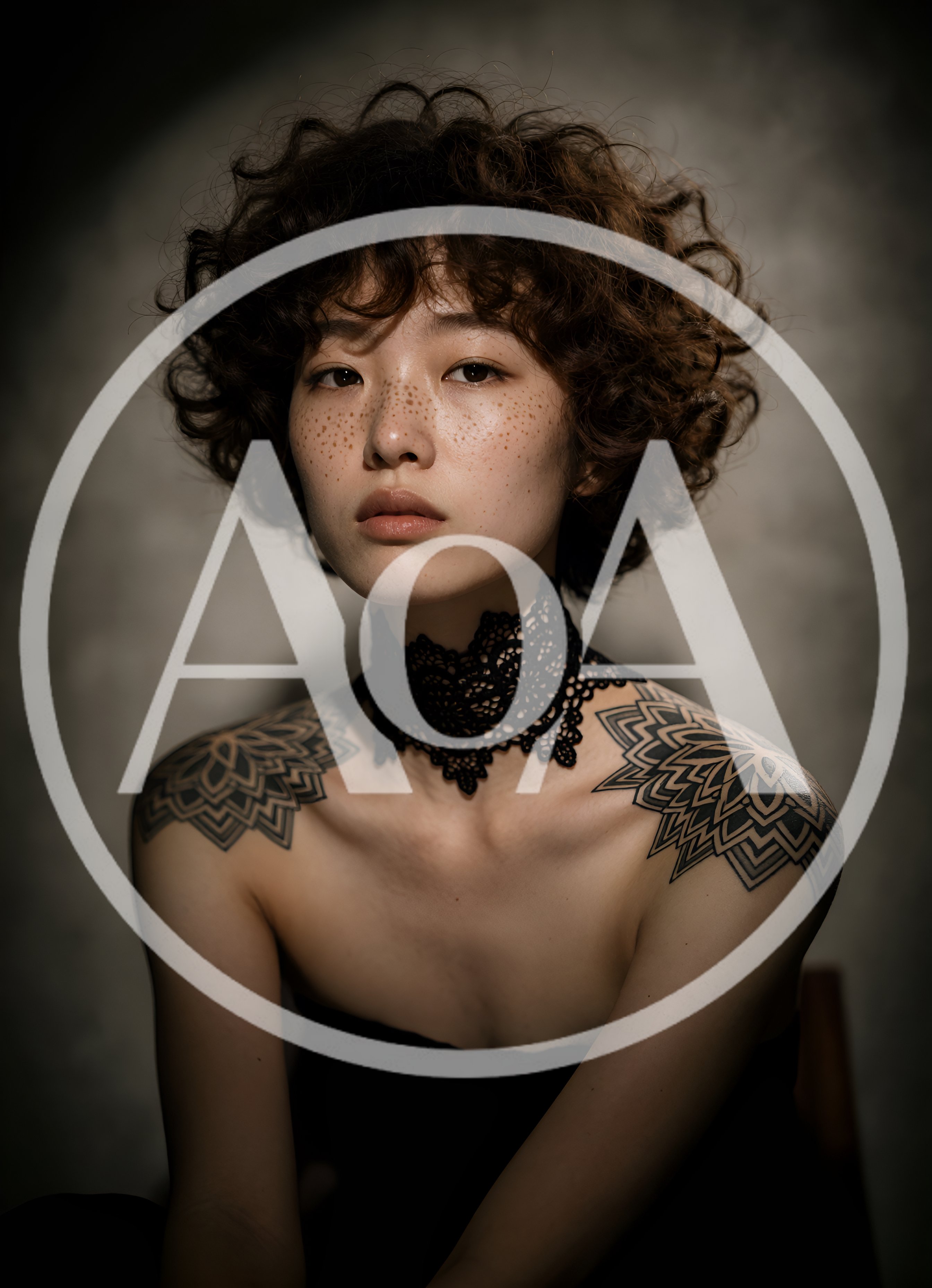 Portrait Of A Young Woman With Tattoos And Choker