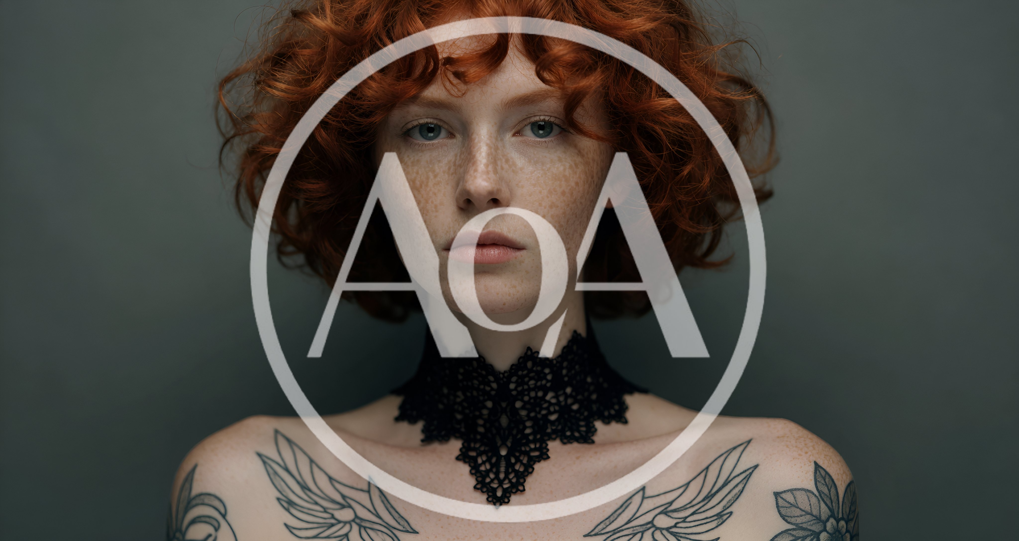 Portrait Of A Redheaded Woman With Tattoos And Choker