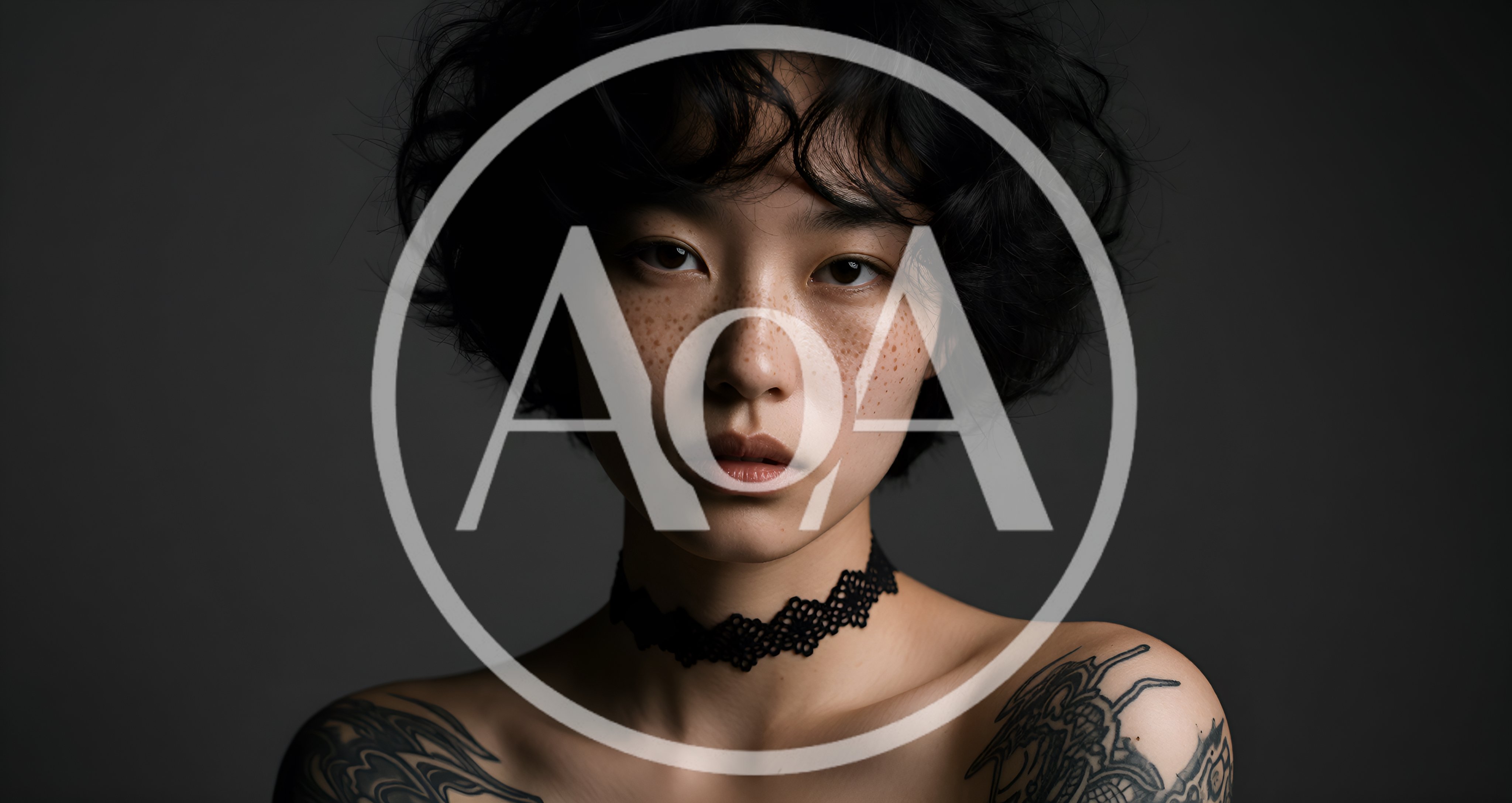 Portrait Of A Young Woman With Freckles And Tattoos